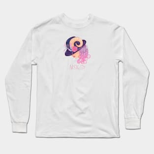 Aries Zodiac Sign Beautiful Girl Long Sleeve T-Shirt